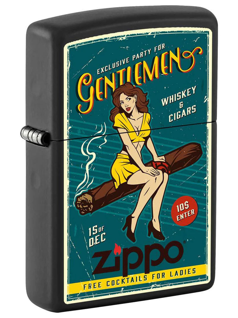 Zippo Lighter Cigar Pin Up Girl Black Matte