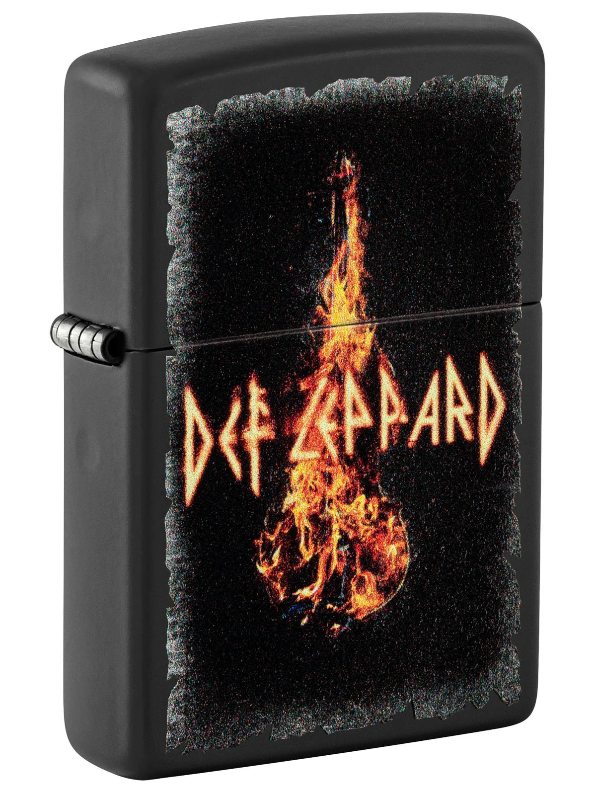 Zippo Lighter Def Leppard Guitar on Fire Black Matte