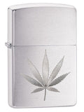 Zippo Lighter: Engraved Weed Leaf
