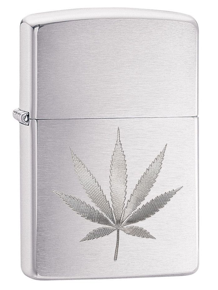 Zippo Lighter: Engraved Weed Leaf