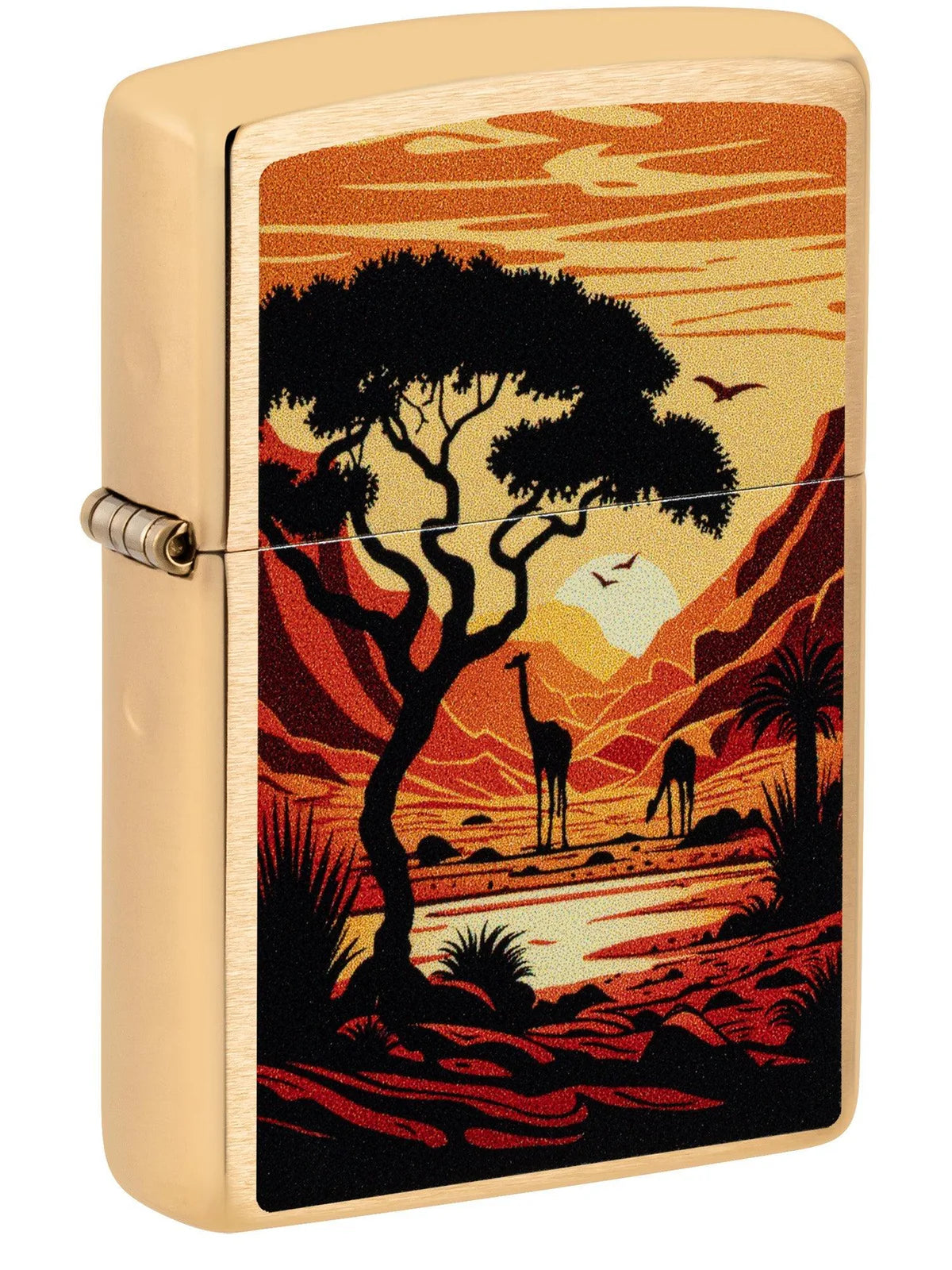 Zippo Lighter Giraffes in the Wild Brushed Brass