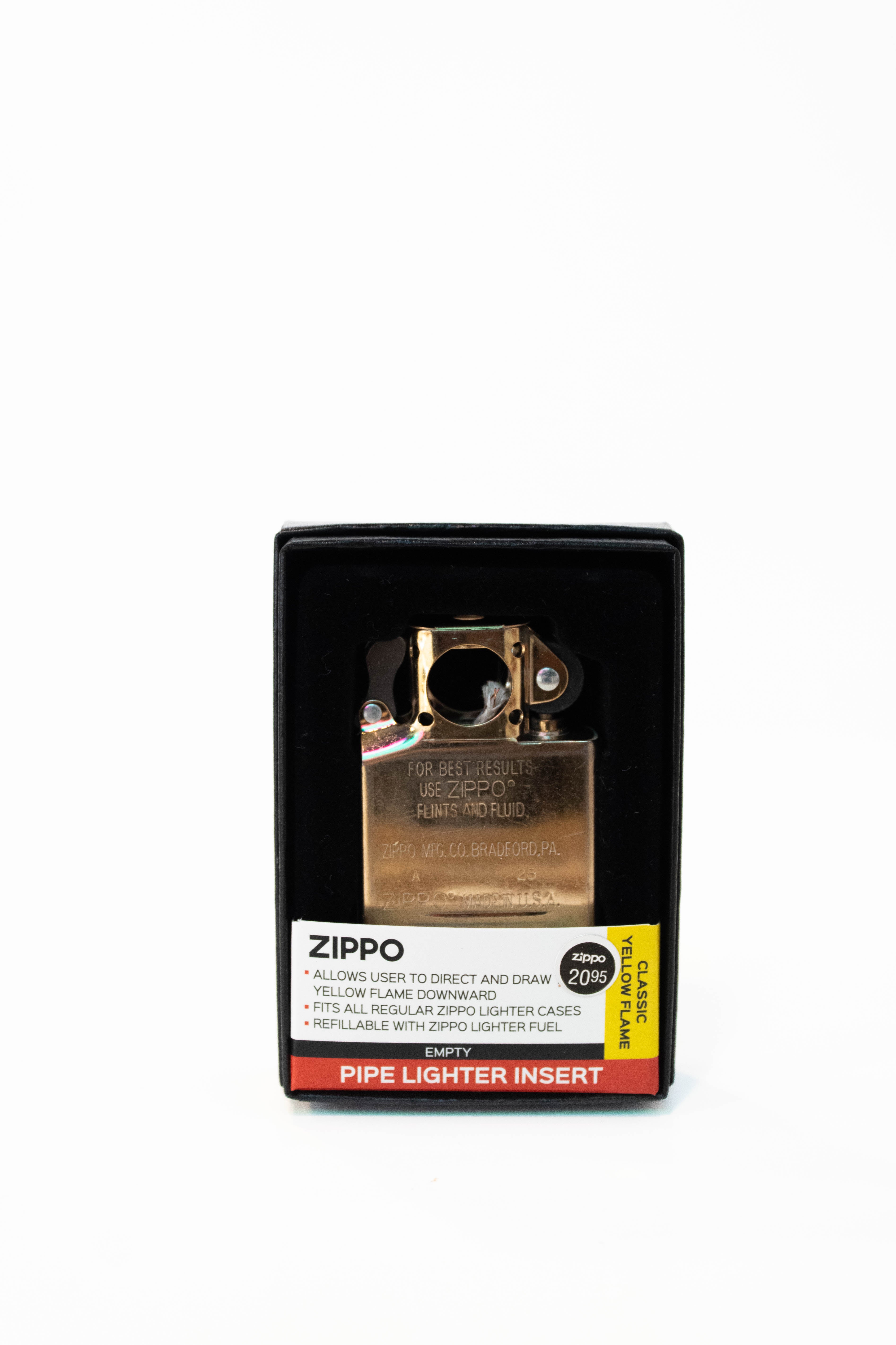 Gold plated Zippo pipe lighter insert designed for standard cases