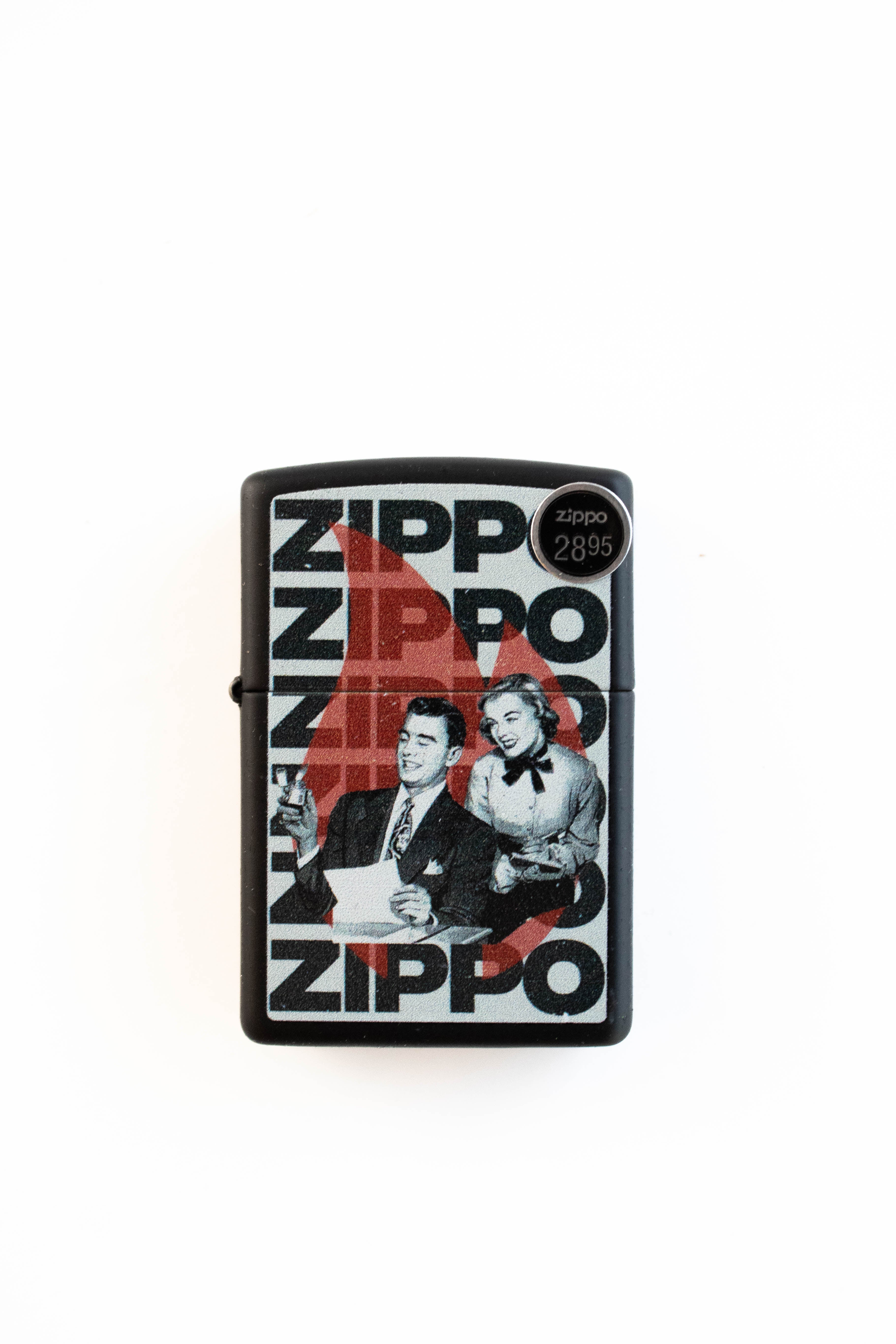 Zippo lighter featuring vintage Zippo logo and styling