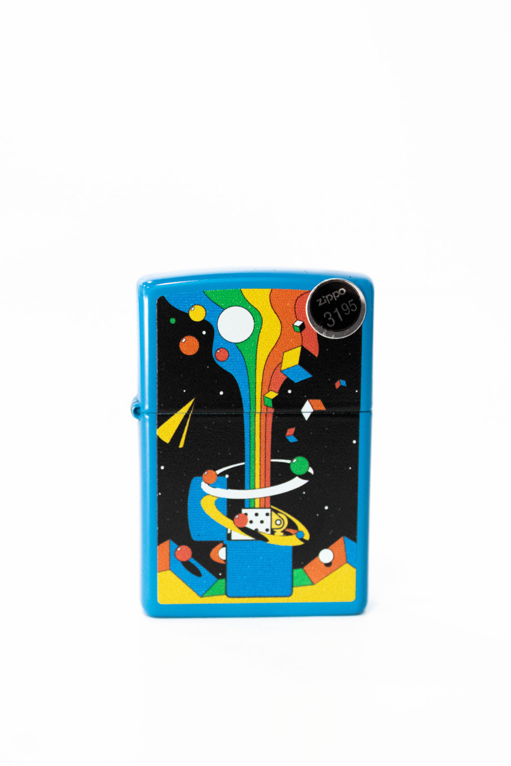 Zippo lighter with cosmic themed Zippo artwork