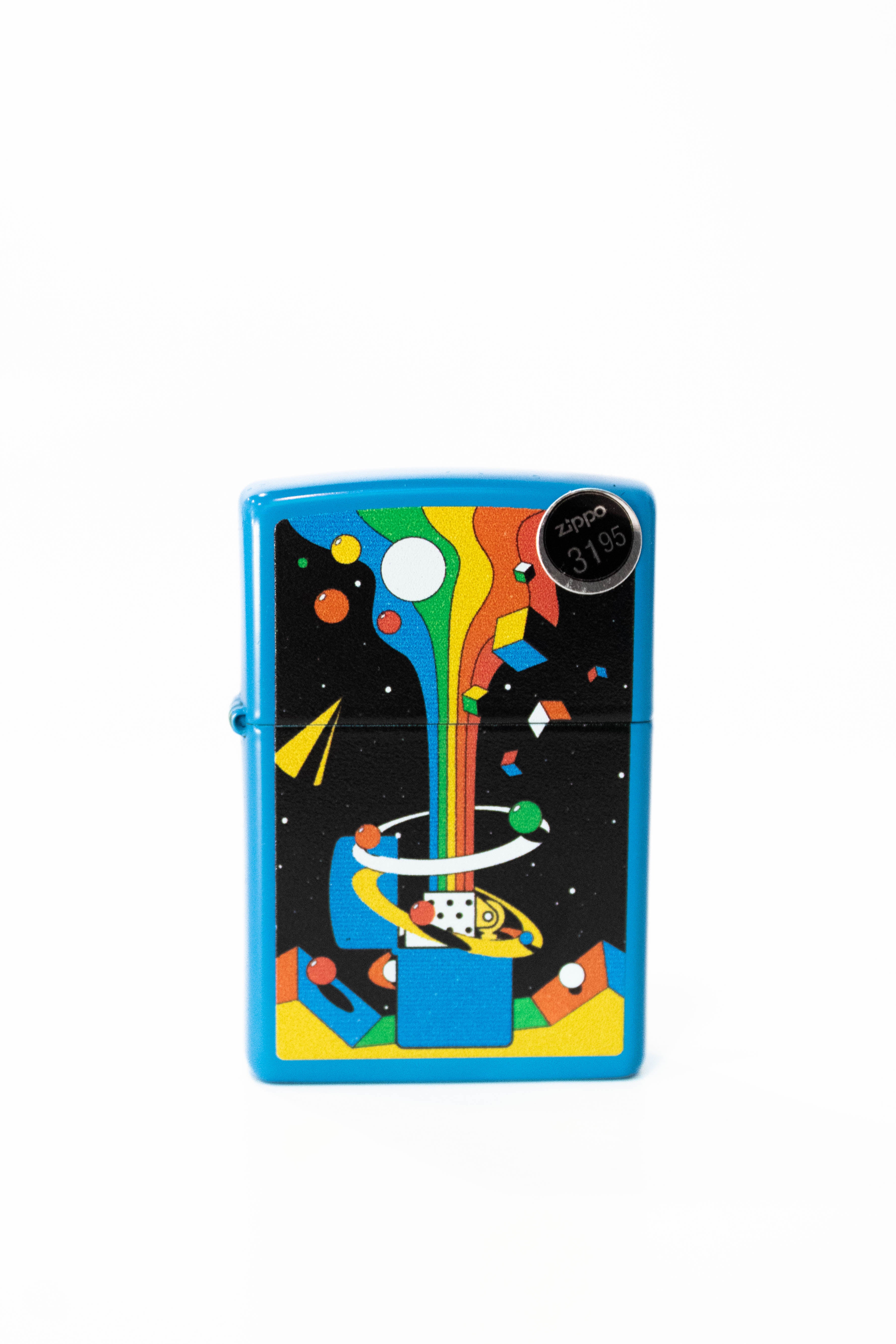 Zippo lighter with cosmic themed Zippo artwork