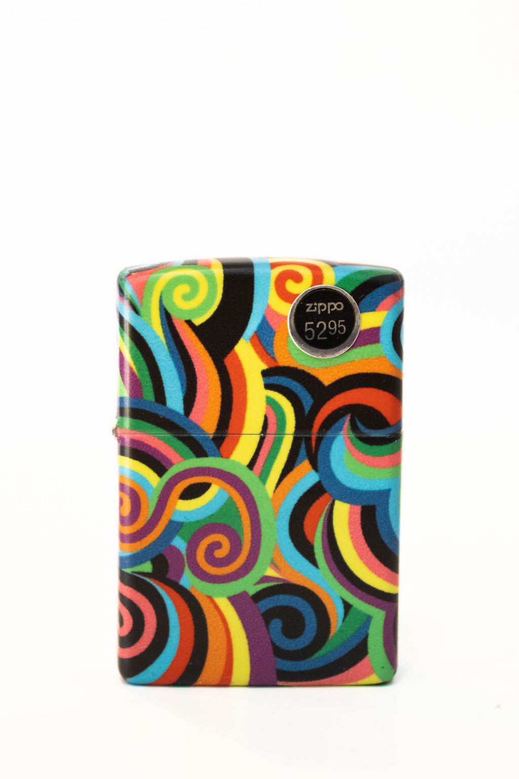 Glow in the dark Zippo lighter with swirl artwork by Rick Rietveld