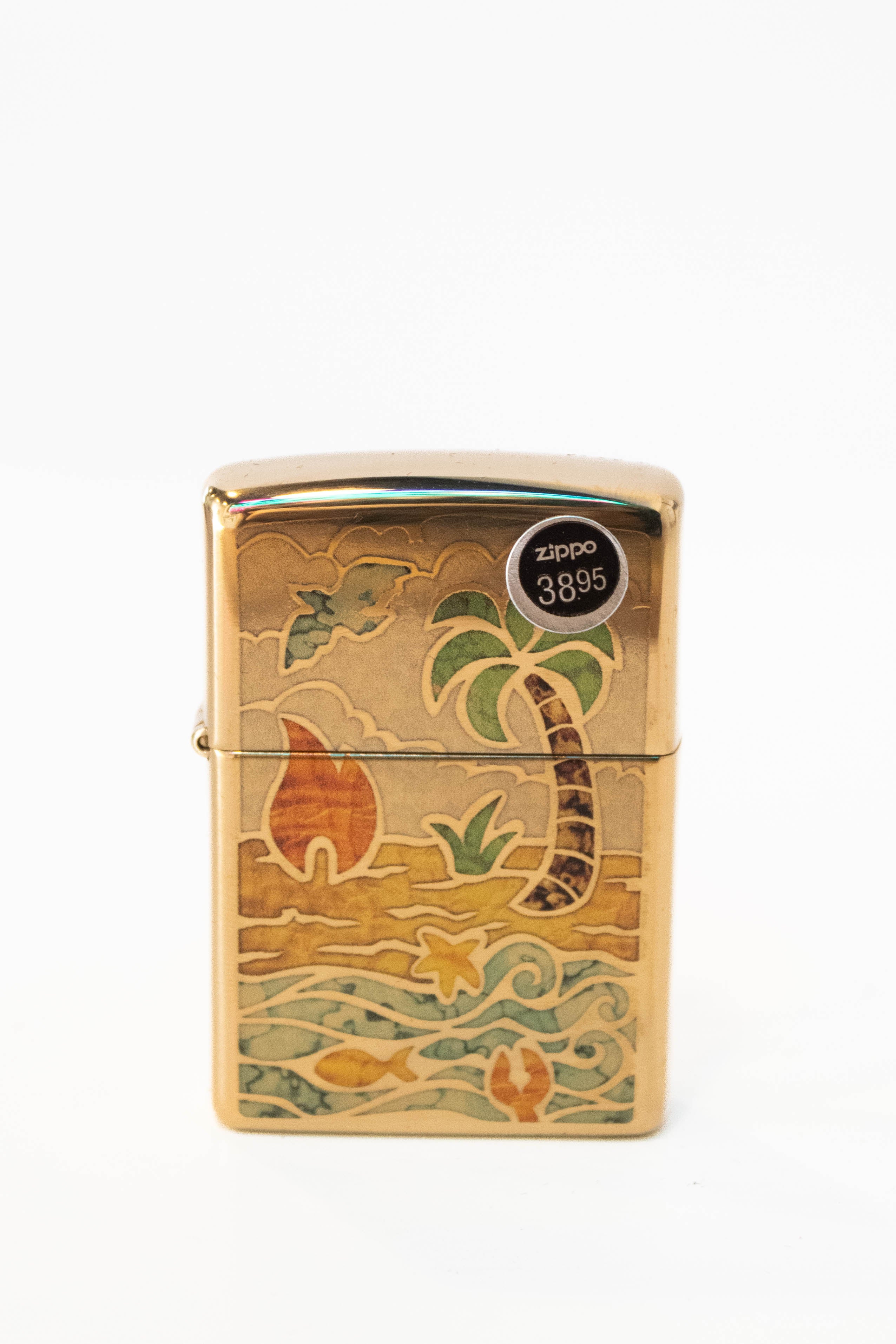 Zippo lighter with fusion beach day themed artwork