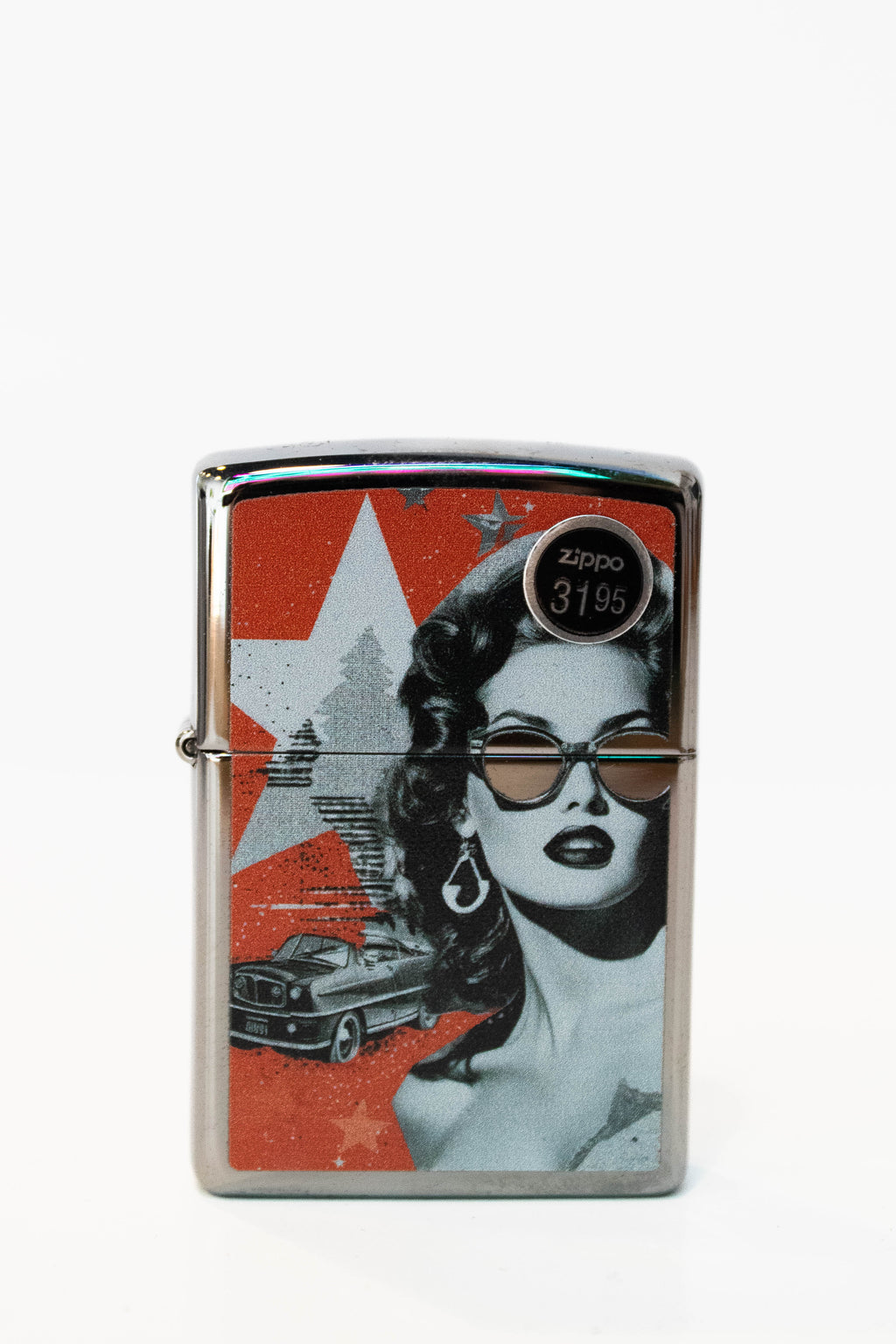 Zippo lighter featuring glam style glasses design