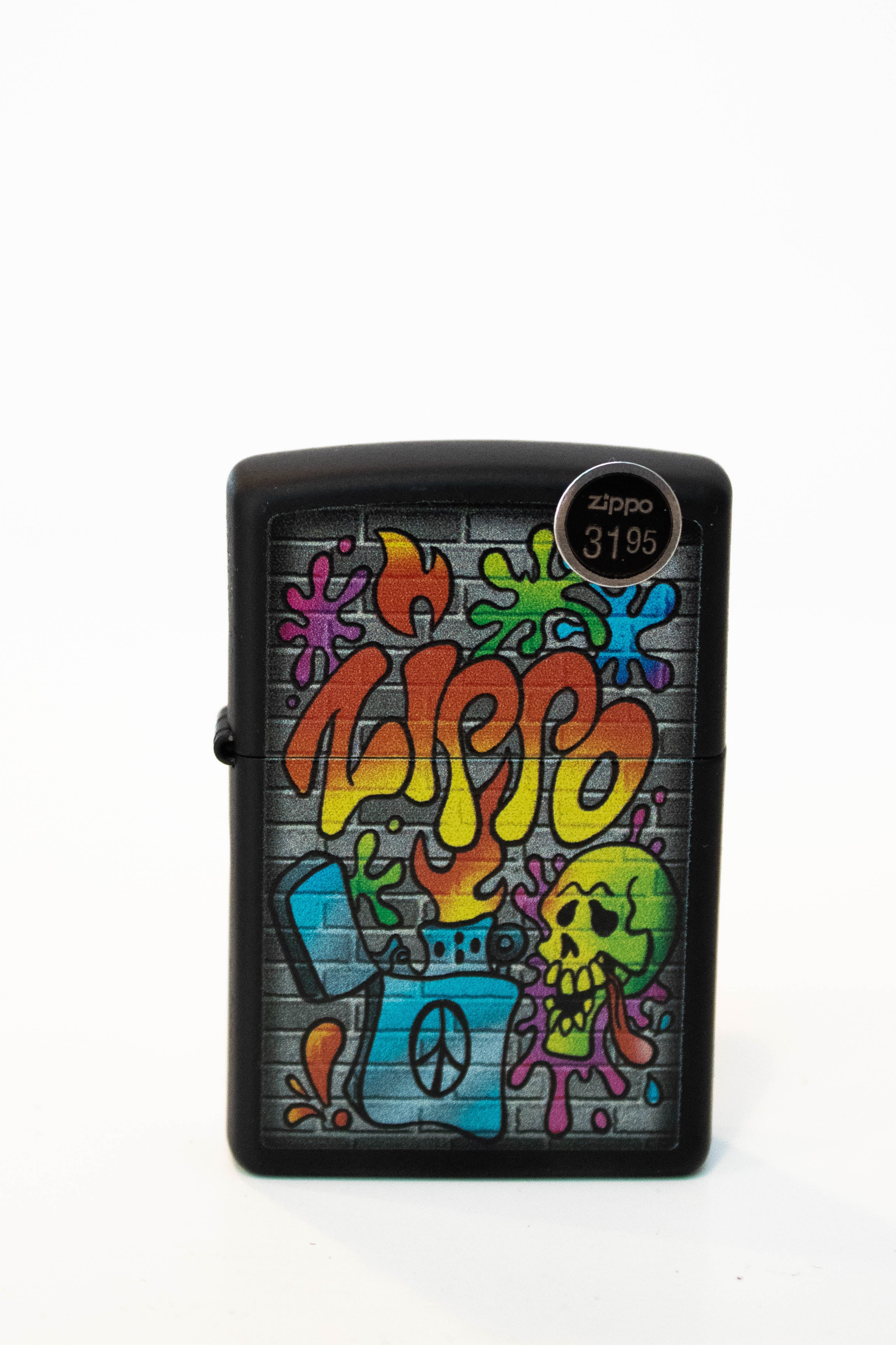 Zippo lighter with urban street art inspired graphics