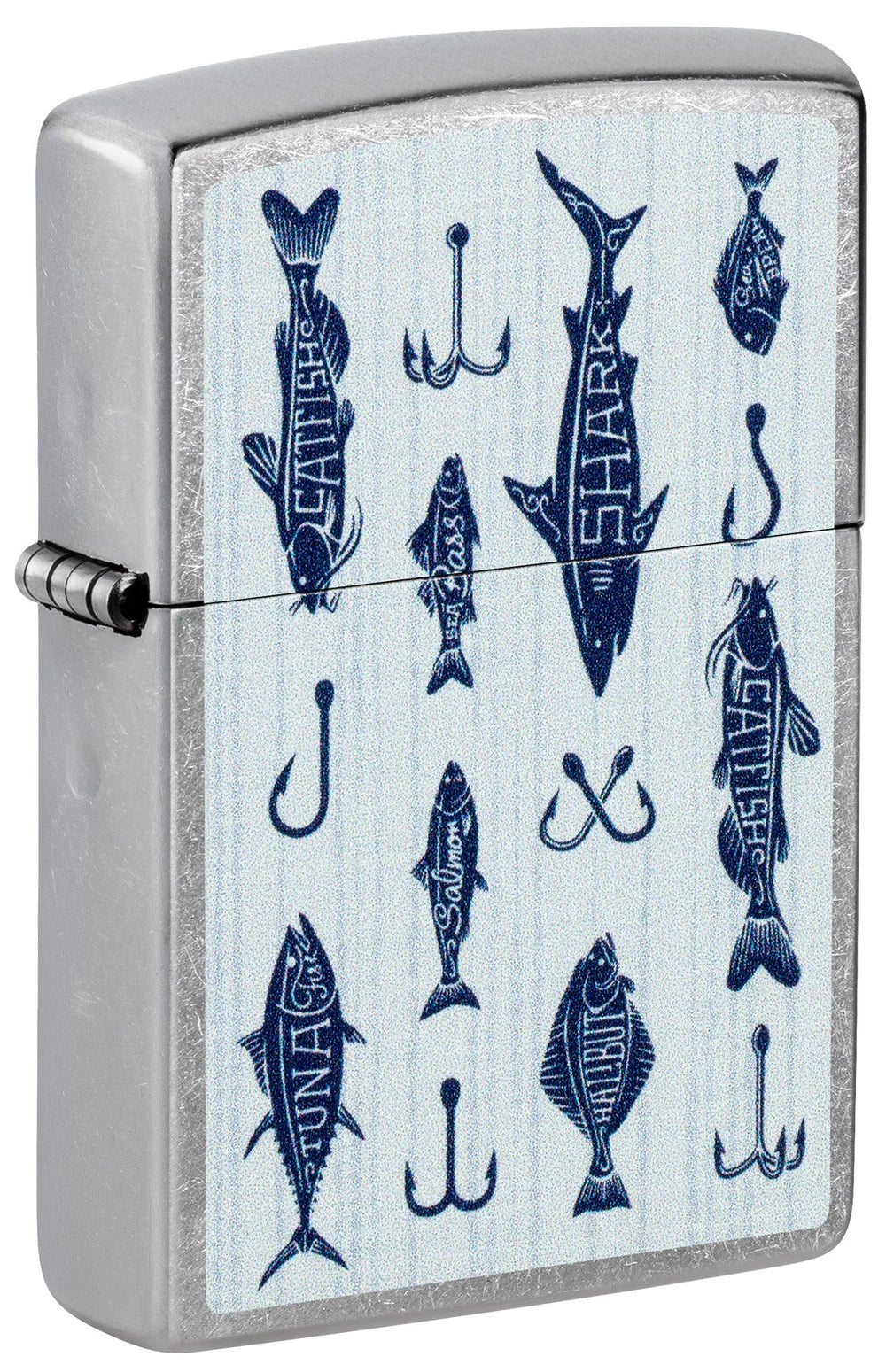 Zippo Lighter Off the Hook Fishing Design Street Chrome