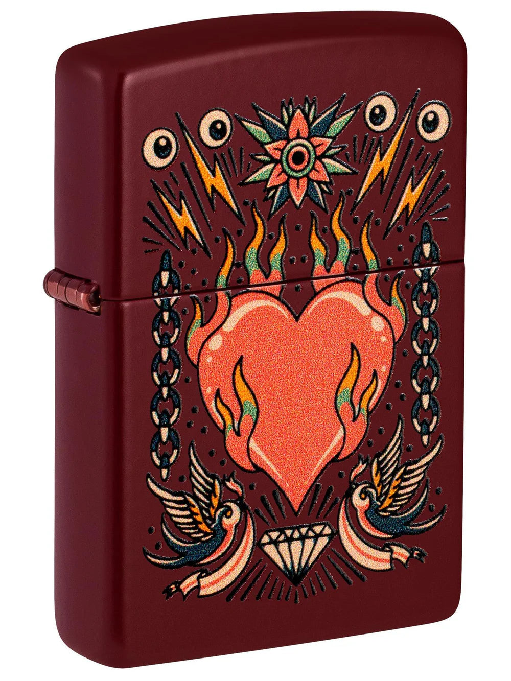 Zippo Lighter Tattoo Heart Design Merlot