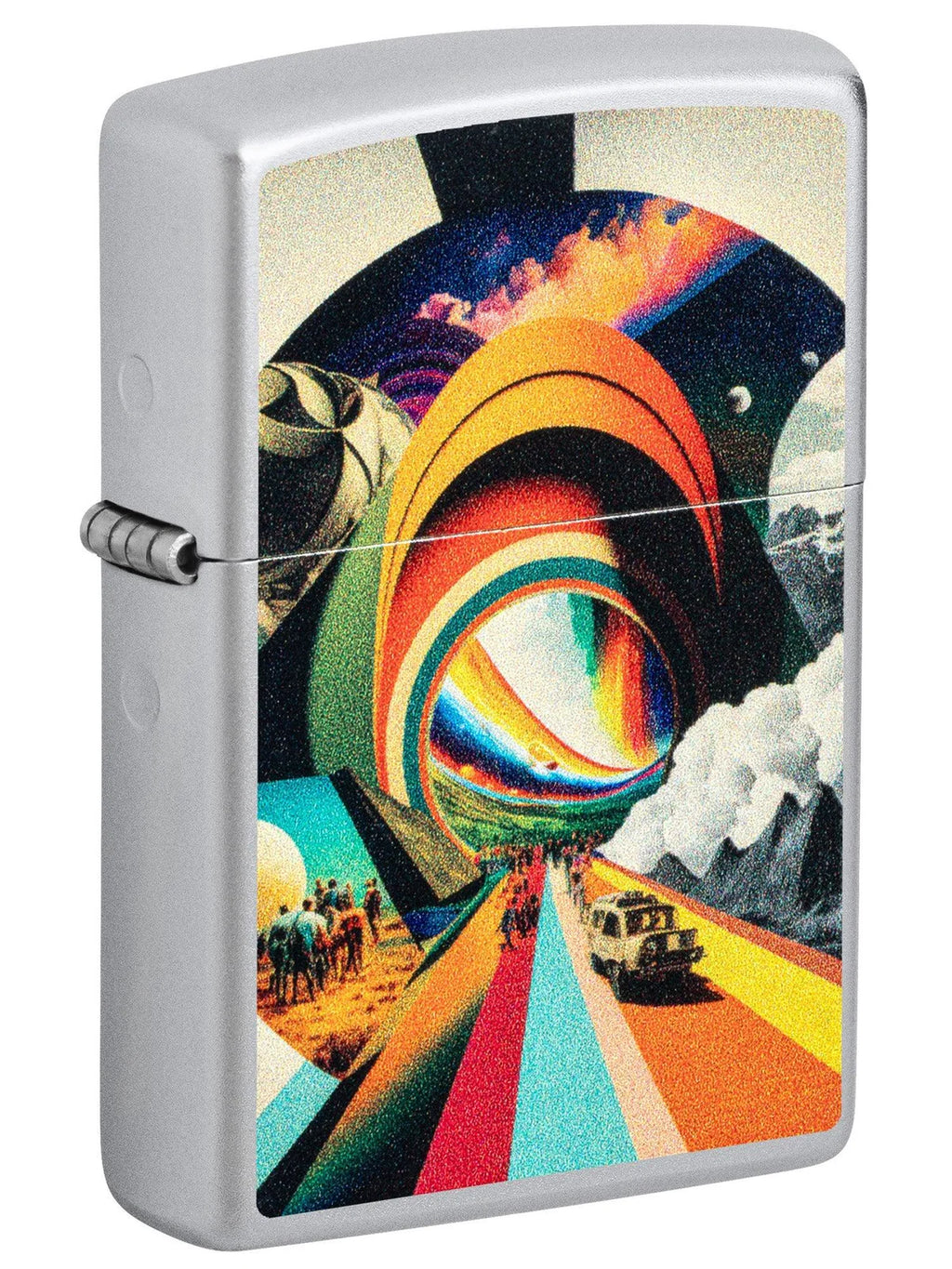 Zippo Lighter Trippy Travel Design Satin Chrome