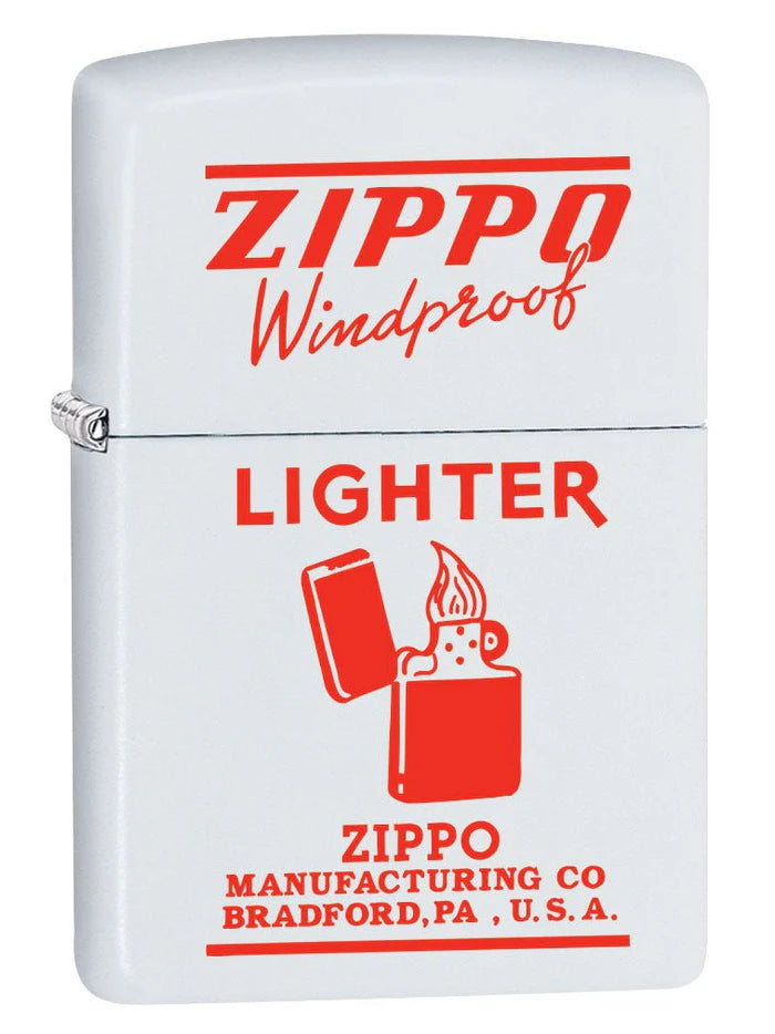 Zippo Lighter Vintage Ad Zippo Windproof in Red White Matte