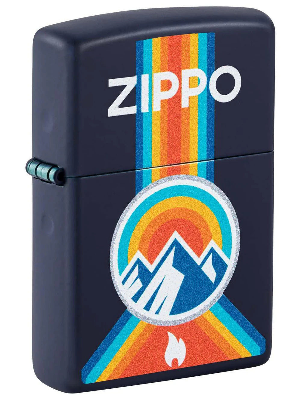 Zippo Lighter Zippo Logo with Mountains Navy Blue Matte