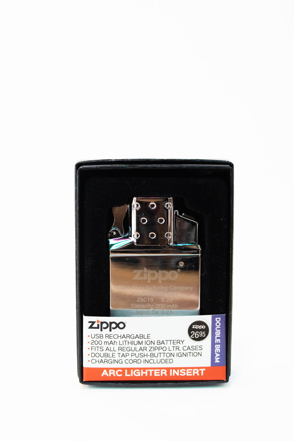 Zippo electric arc lighter insert with dual arc ignition