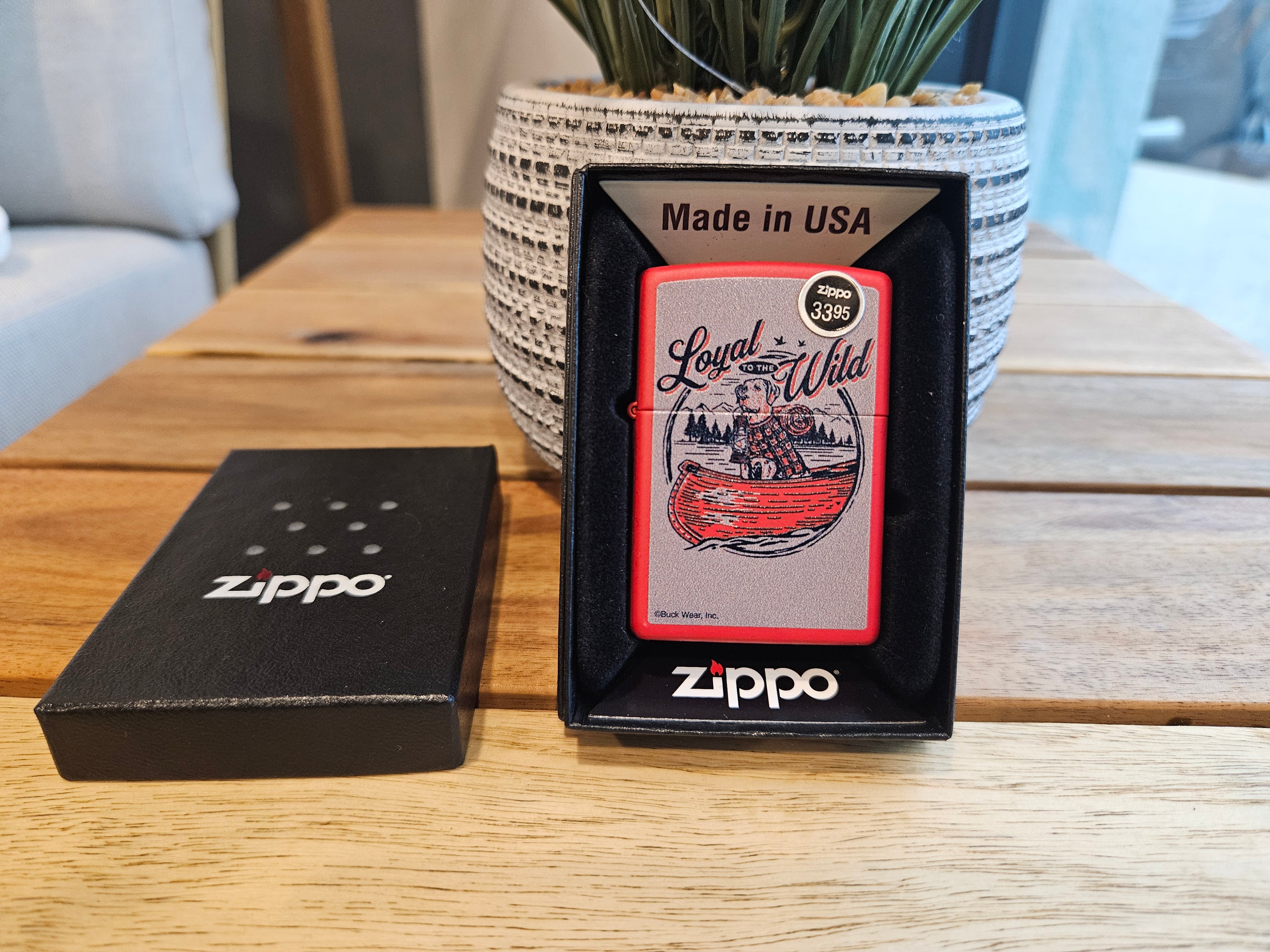 Zippo Lighter Loyal to the Wild by Buck Wear Red Matte