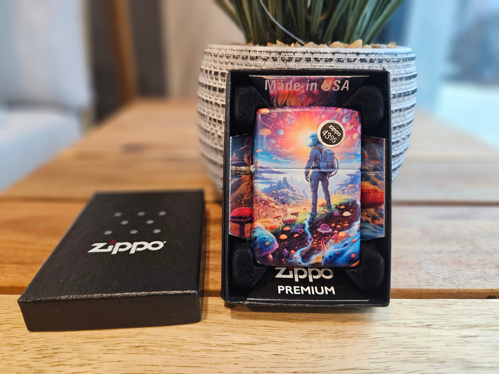 Zippo Lighter: Mushrooms in Space Design