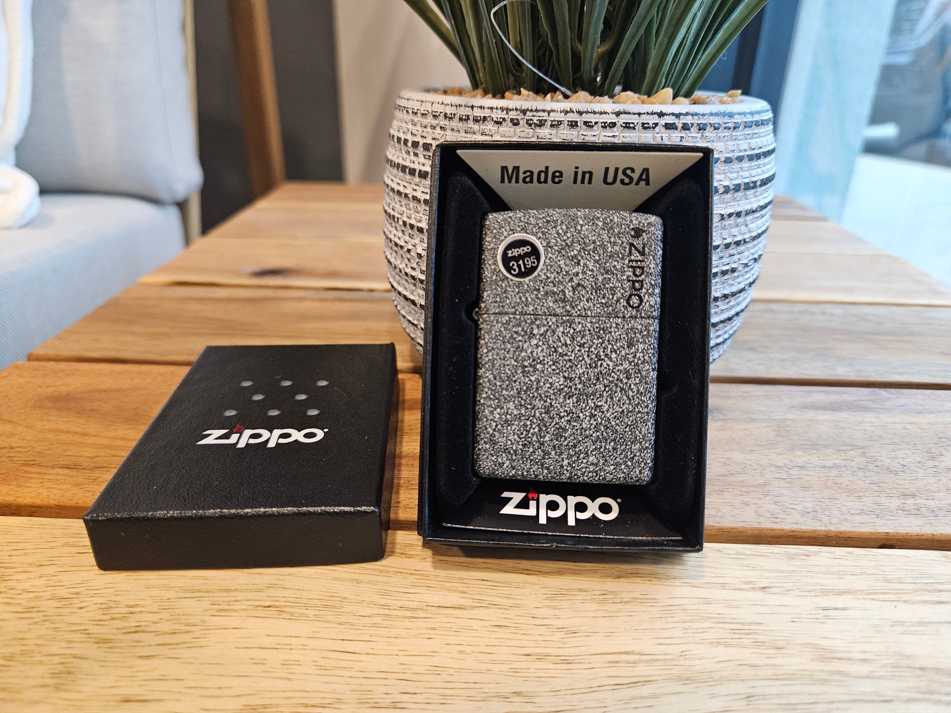 Zippo Lighter: Iron Stone with Zippo Logo