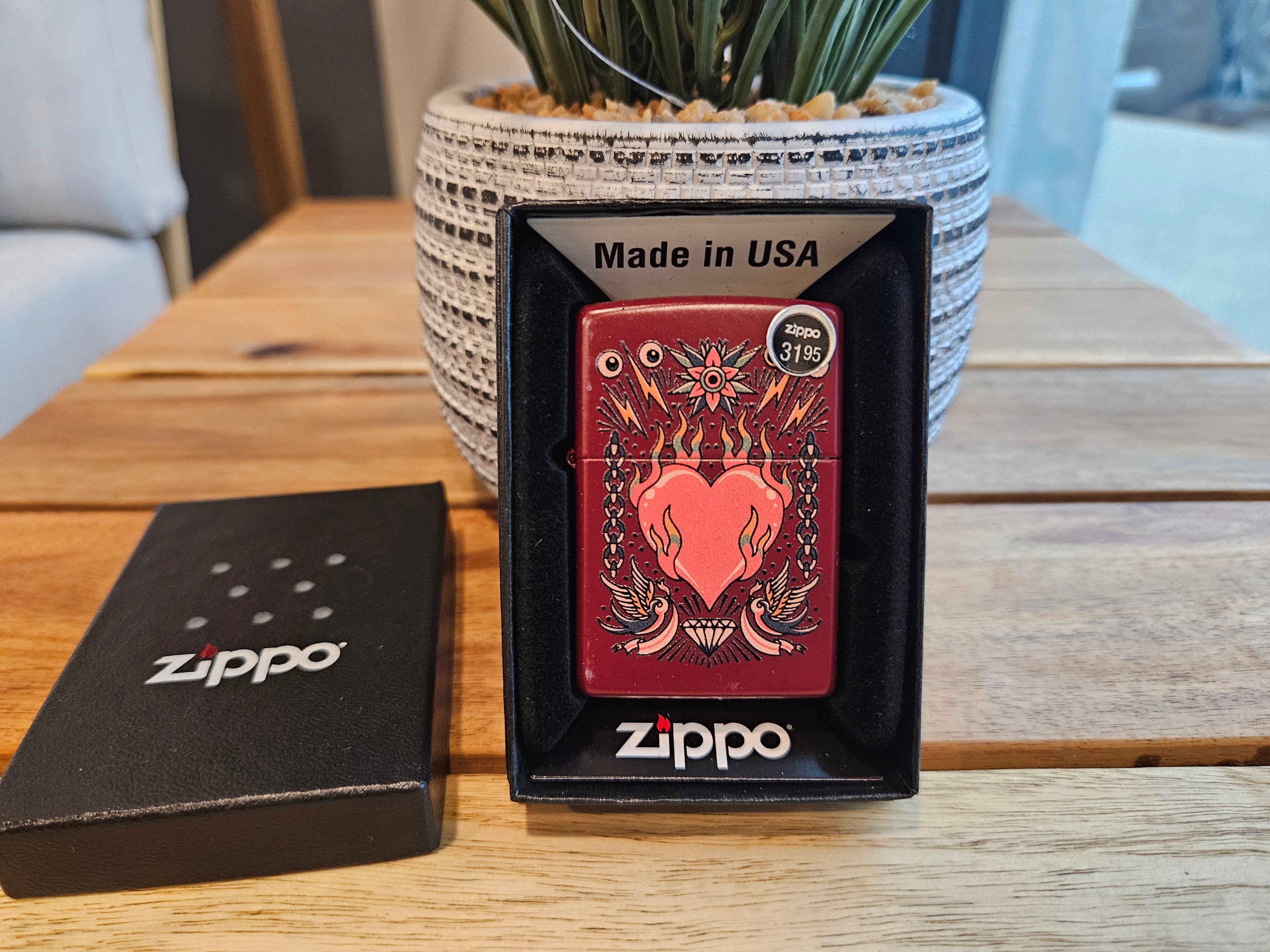 Zippo Lighter Tattoo Heart Design Merlot