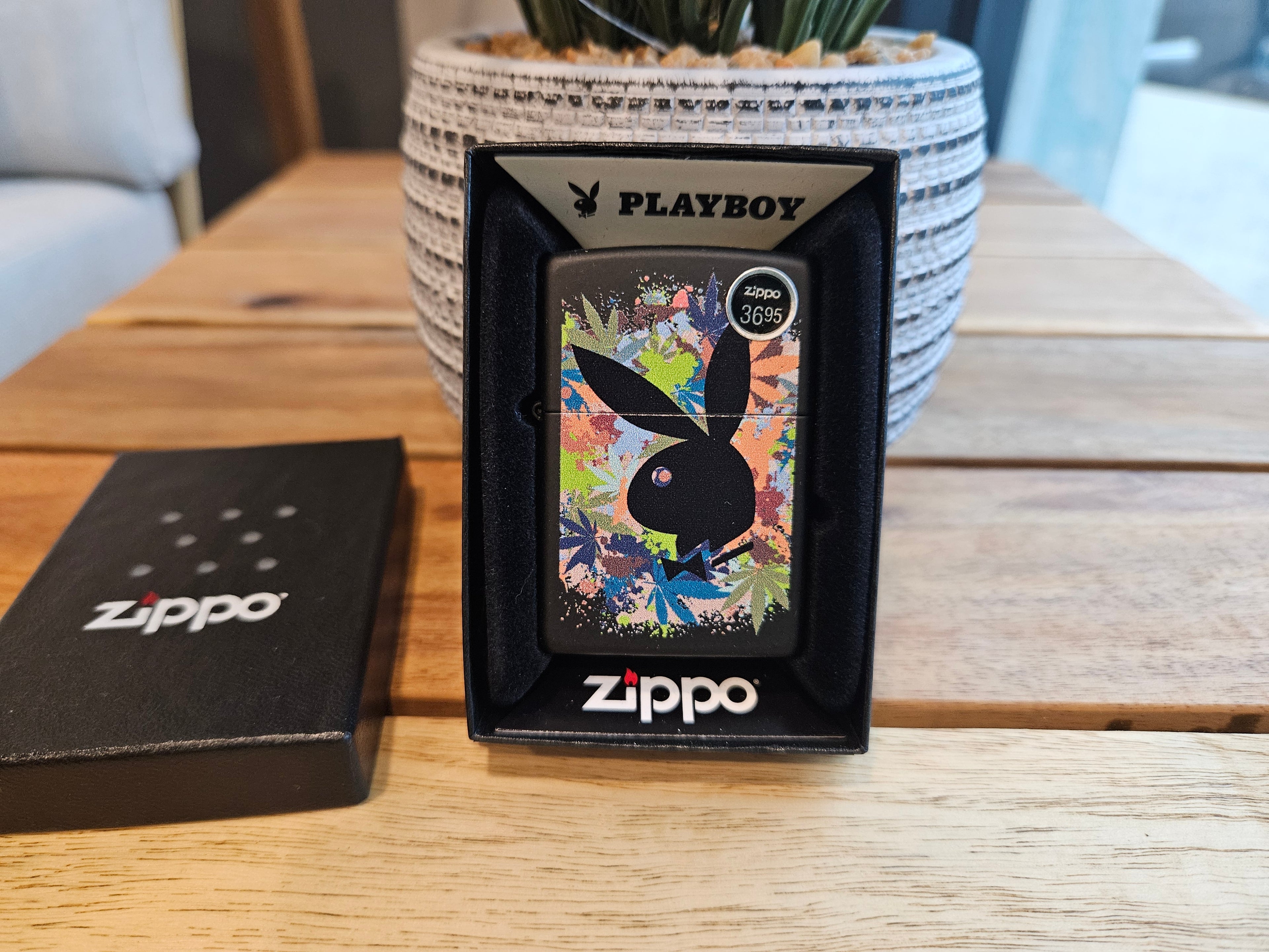Zippo Lighter: Playboy Bunny with Weed Leaves
