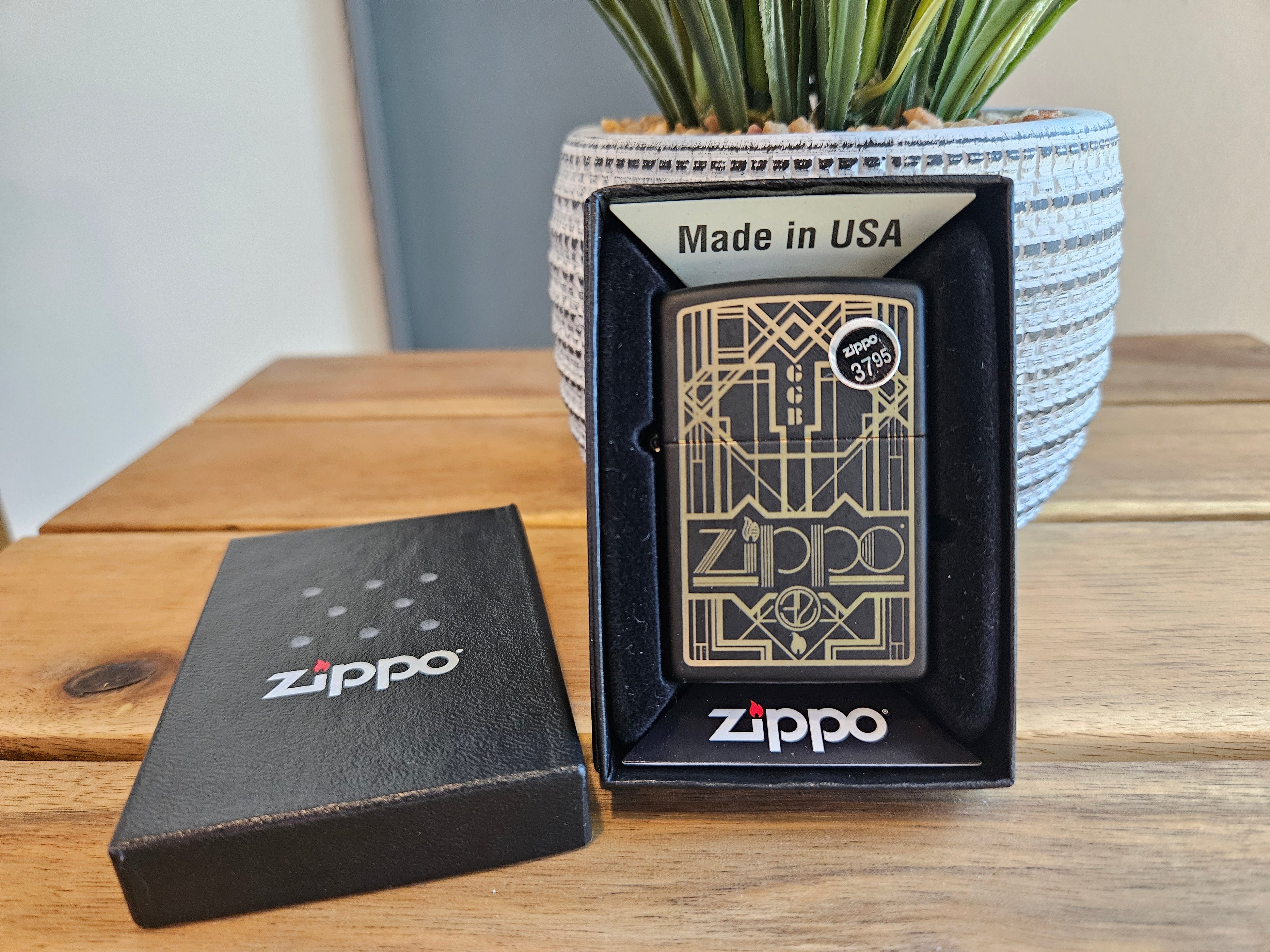 Zippo Lighter Zippo Art Deco Design Black Matte