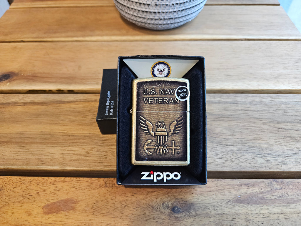 Zippo Lighter US Navy Veteran Street Brass