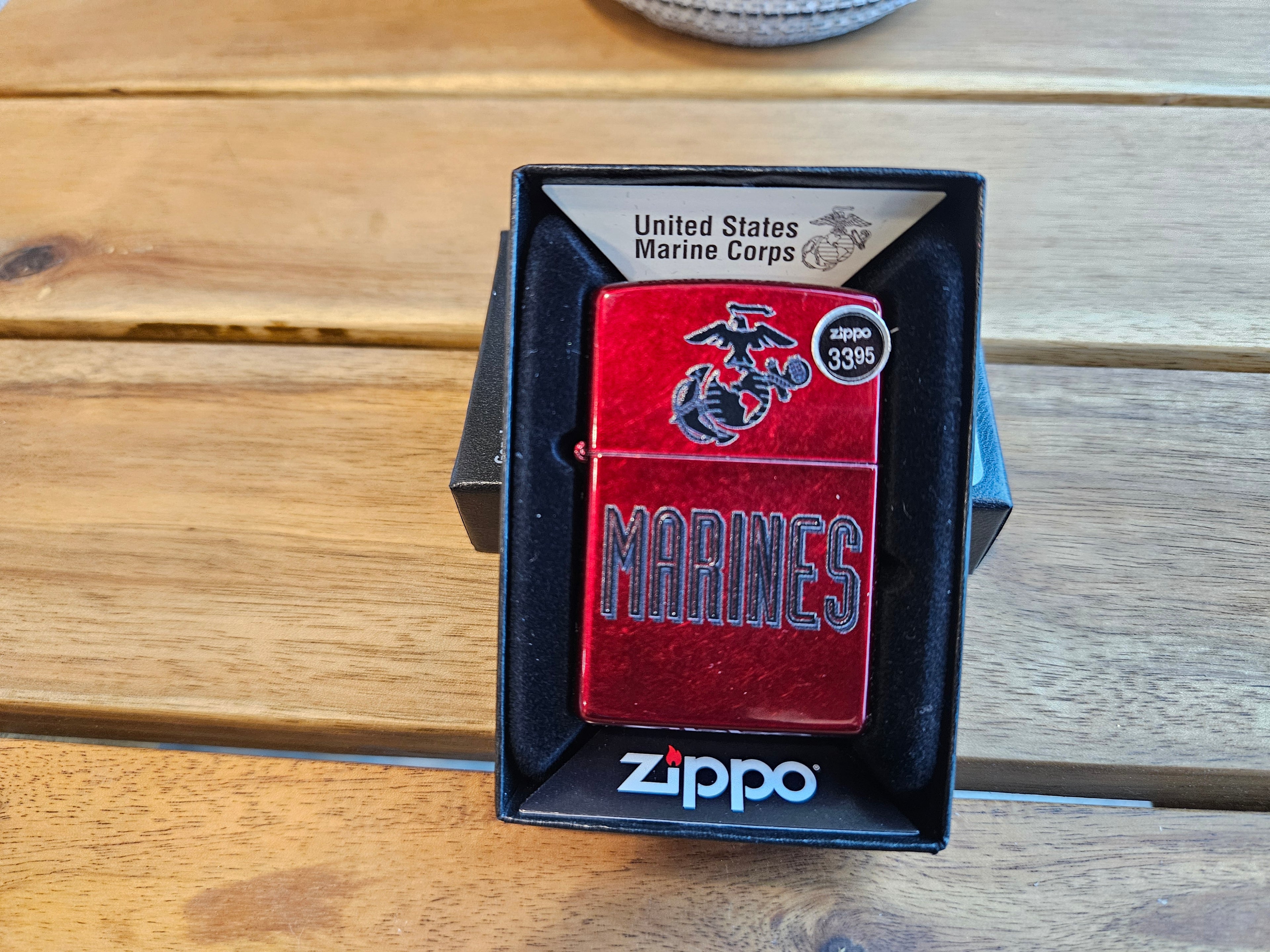 Zippo Lighter USMC Marine Corps Crest Candy Apple Red