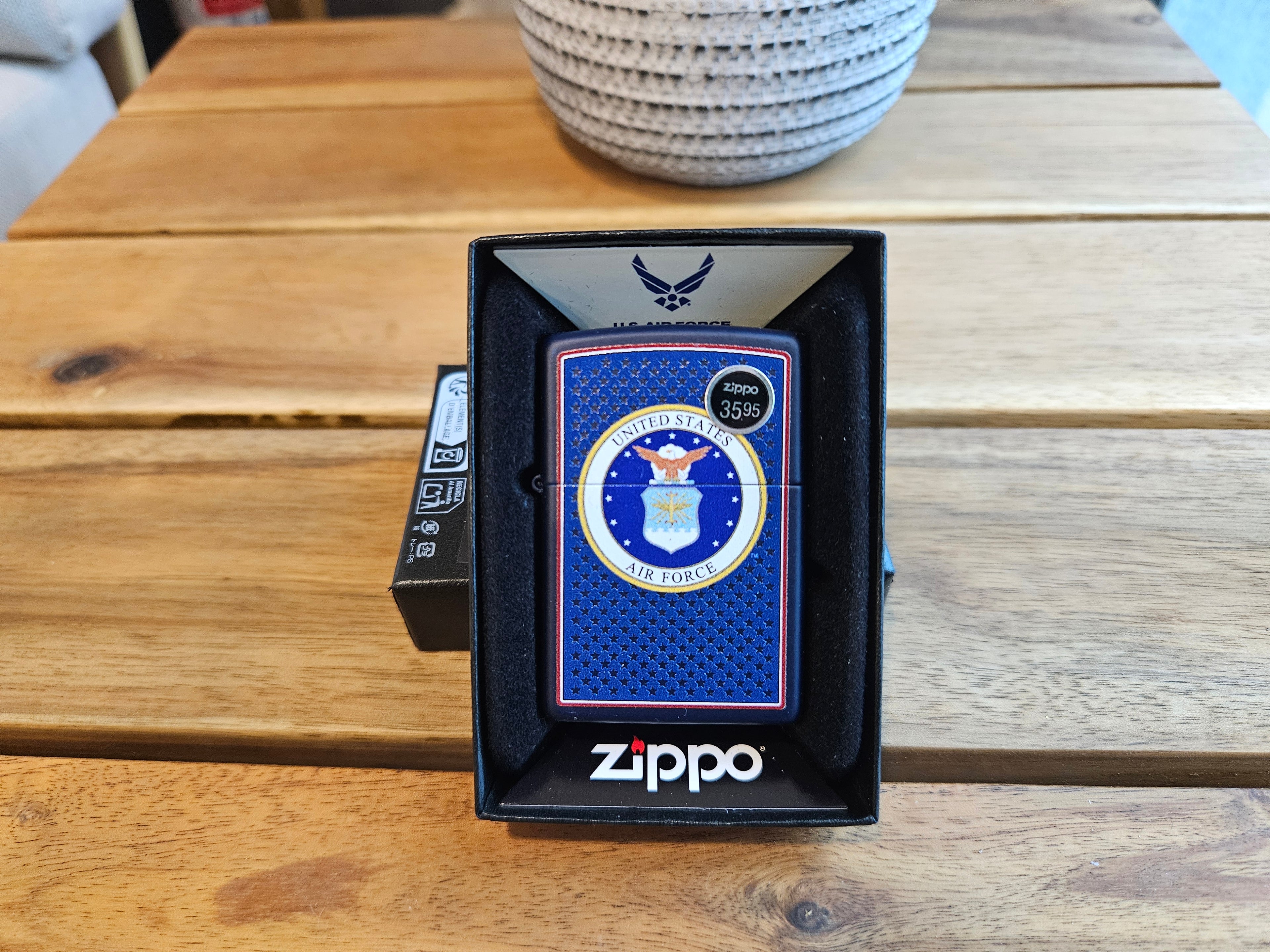 Zippo Lighter USAF Air Force Crest Navy Matte