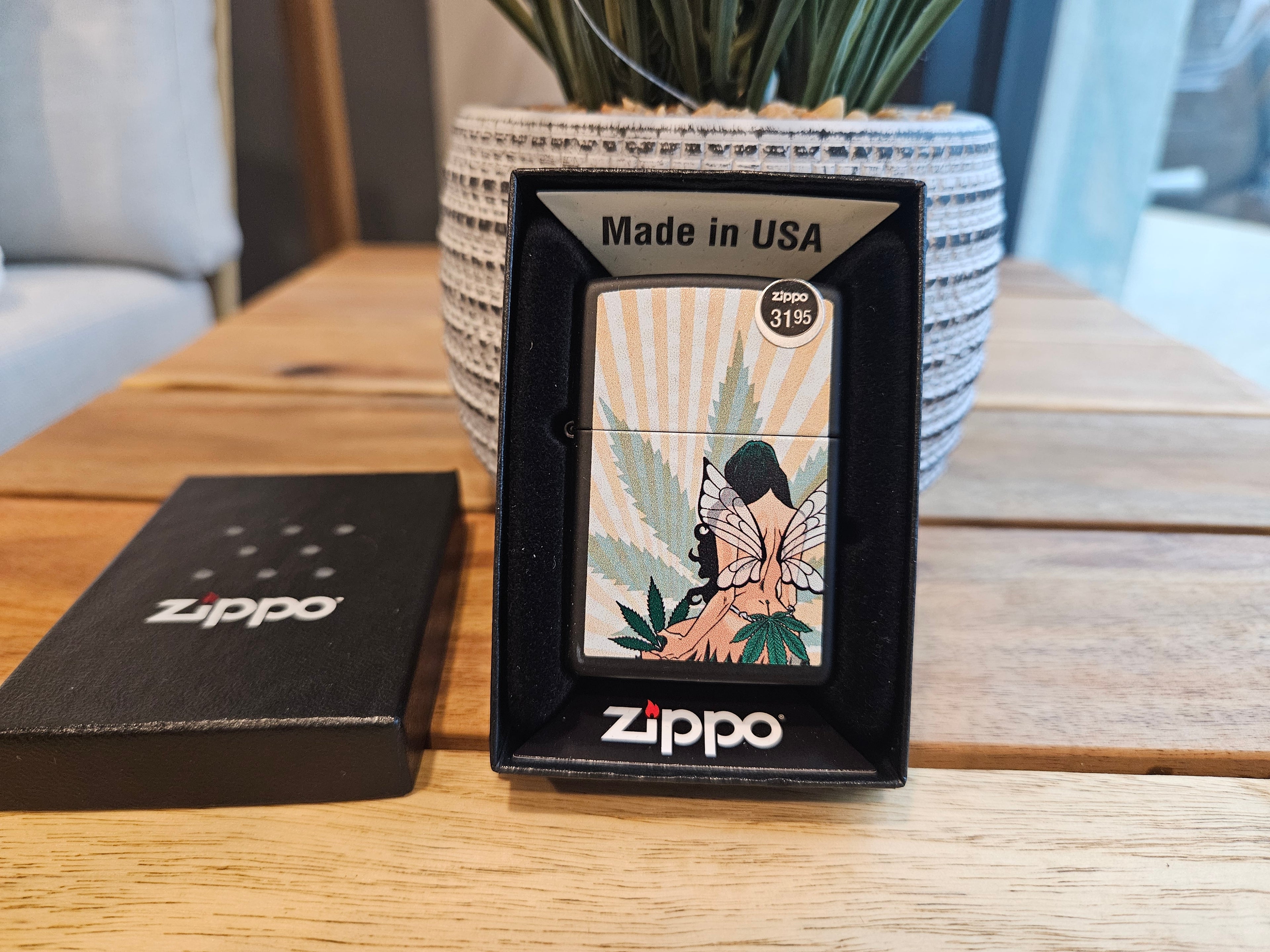 Zippo Lighter: Fairy with Weed Leaf